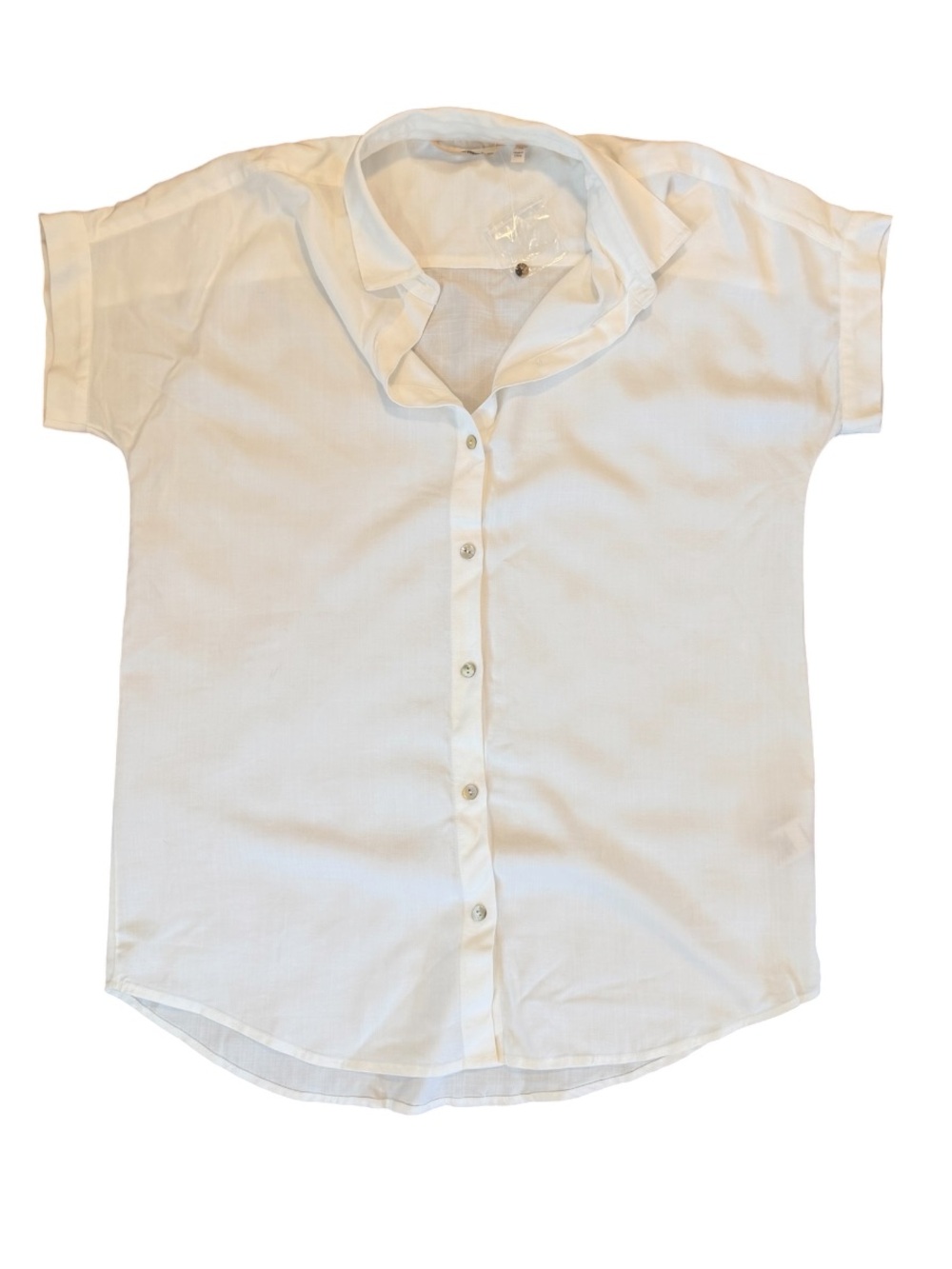 Soft Surroundings Oversized White Short Sleeve Button-Down Shirt